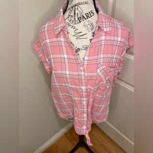 Jones New York Size Large Tie Front Linen Blouse